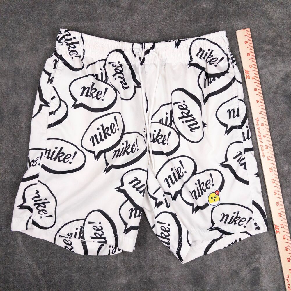 Nike Airmoji Mens Small White Black Graphic Shorts All Over Print Small Athletic - Picture 5 of 7